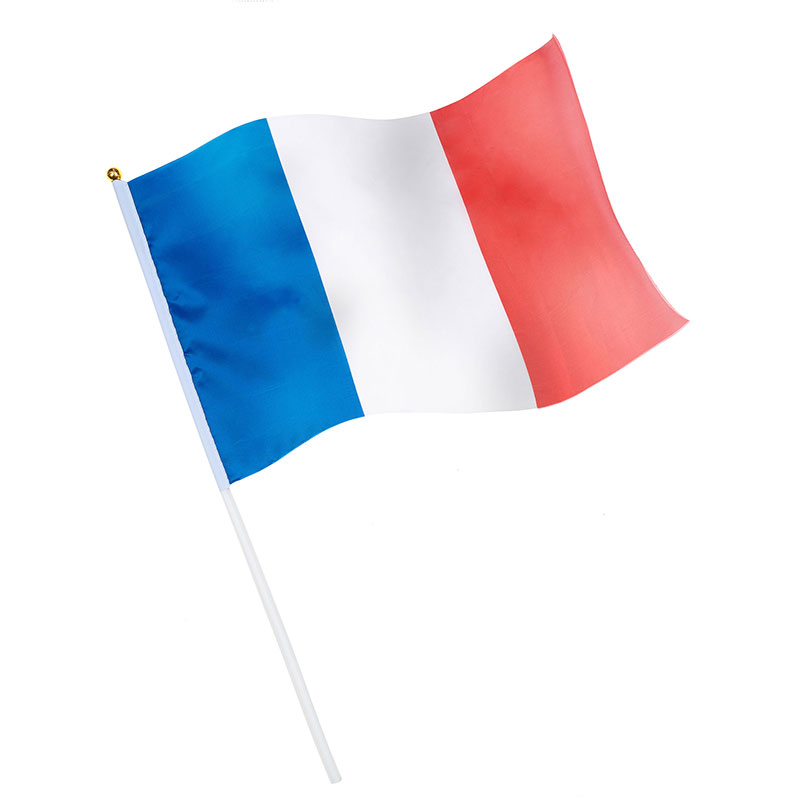 Drapeau Fran&ccedil;ais tissu avec Hampe