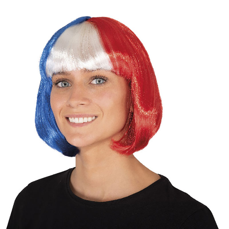 Perruque carré tricolore ''France''