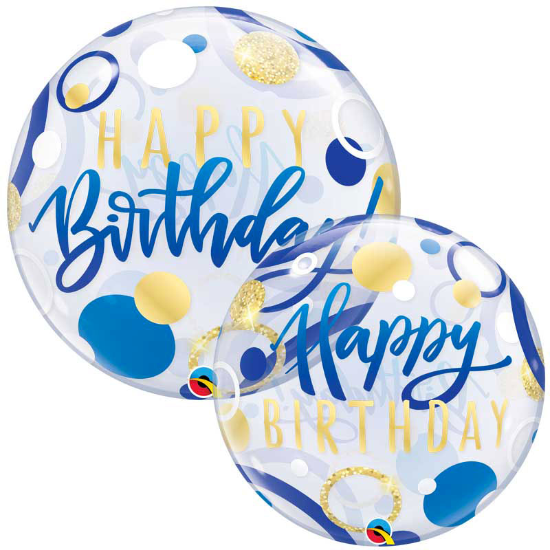 Ballon Bubble Birthday Dots Bleu
