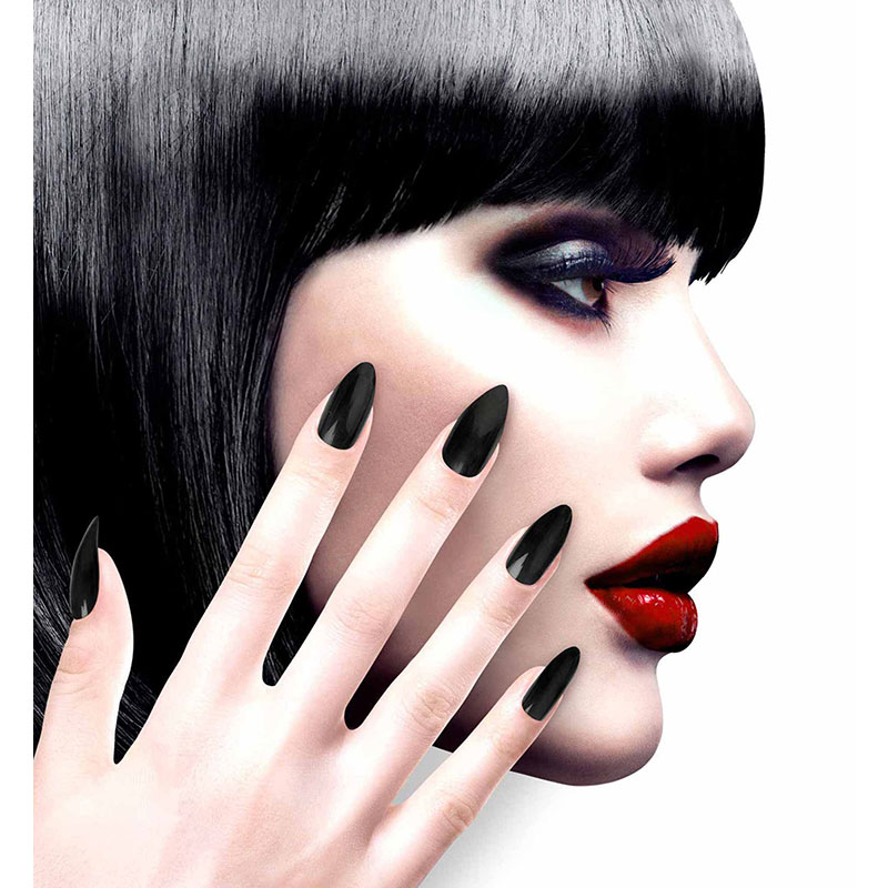 Faux ongles noirs adh&eacute;sifs