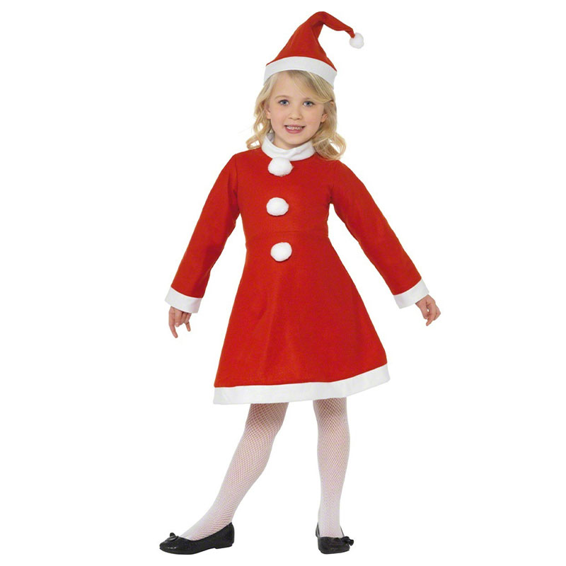 Déguisement Mère Noël Robe Pompons Fille