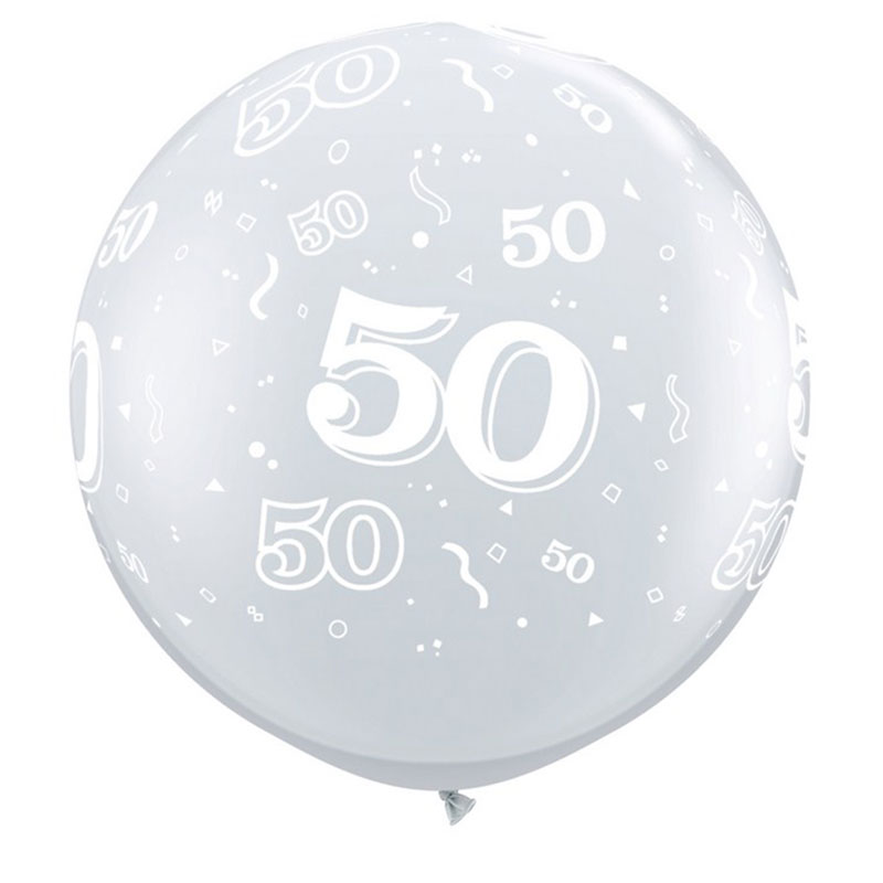 Ballon géant 50 ans qualatex transparent cristal