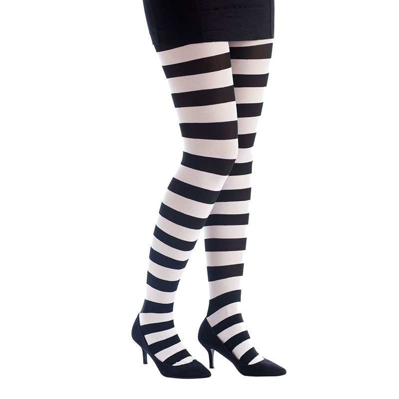 Collant ray&eacute; opaque noir et blanc