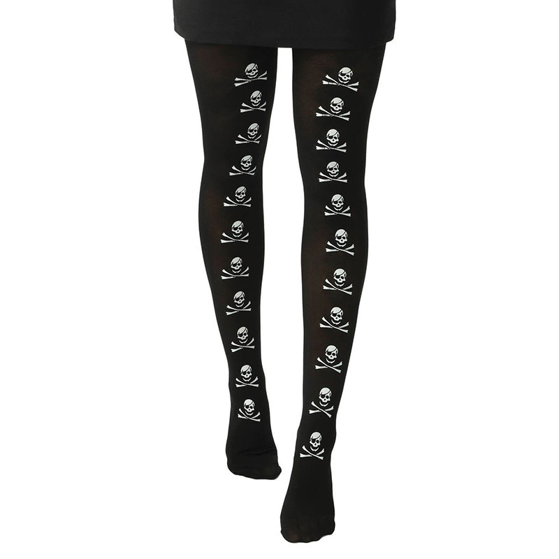 Collant noir avec t&ecirc;te de mort