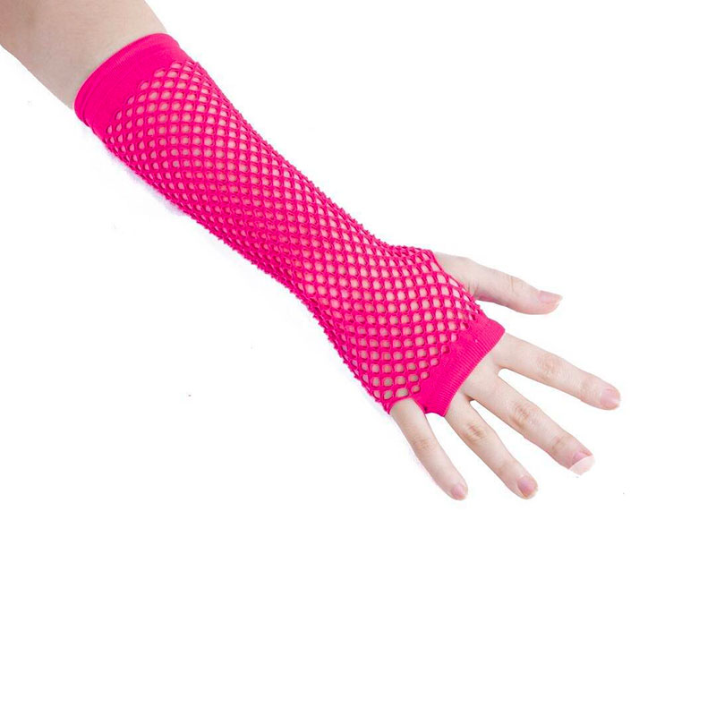 Mitaines longues rose fluo