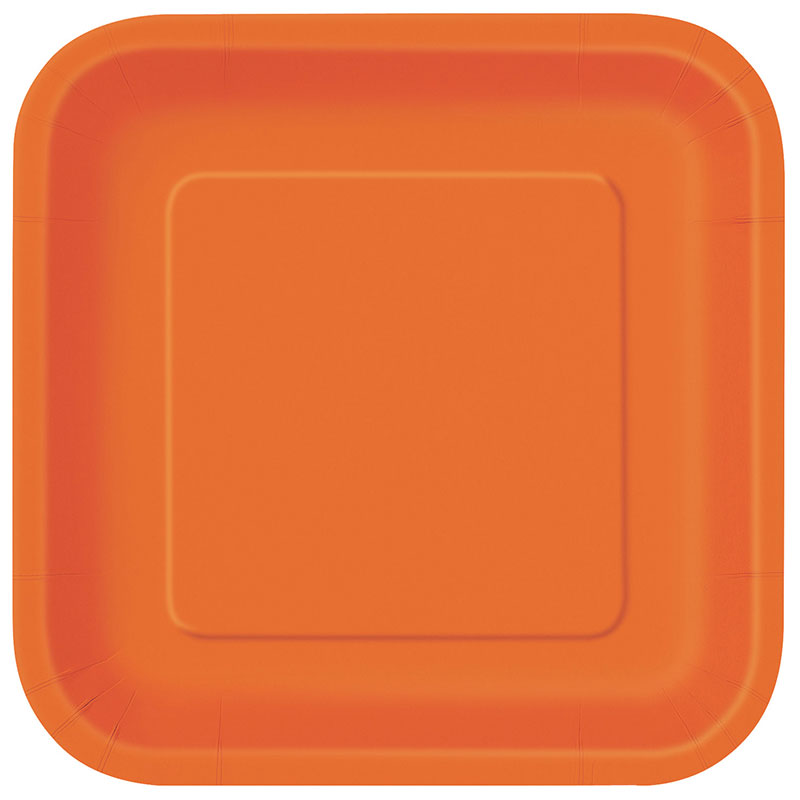 Assiette carrée en carton Orange