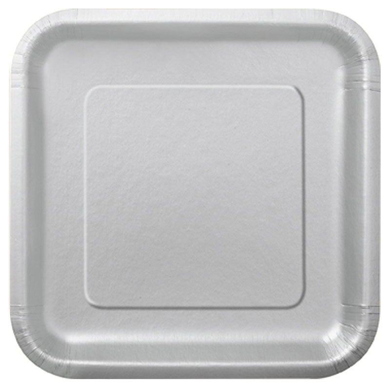 Assiette carrée en carton Argent