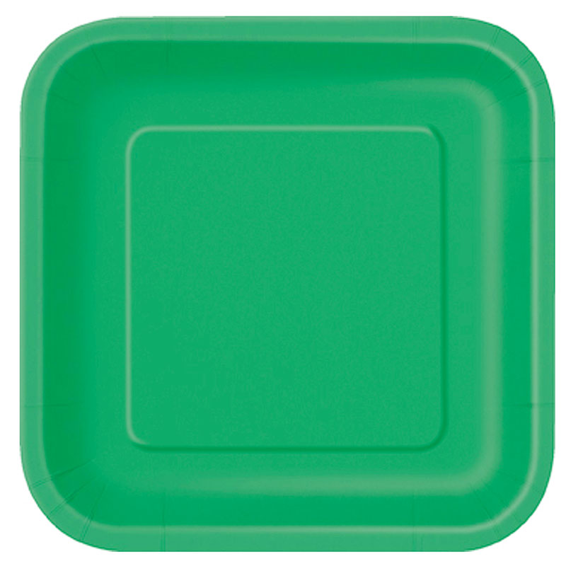Assiette carr&eacute;e en carton verte