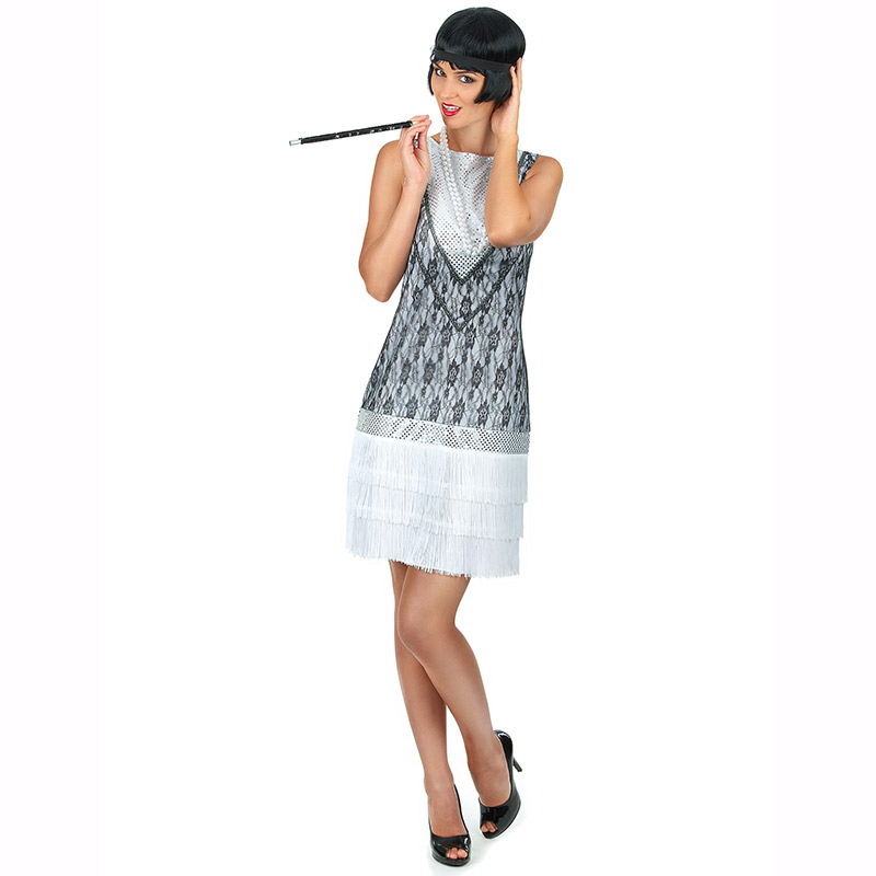 D&eacute;guisement Charleston robe blanche avec franges