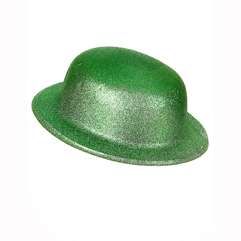Chapeau Plastique melon avec bords arrondis paillettes vert