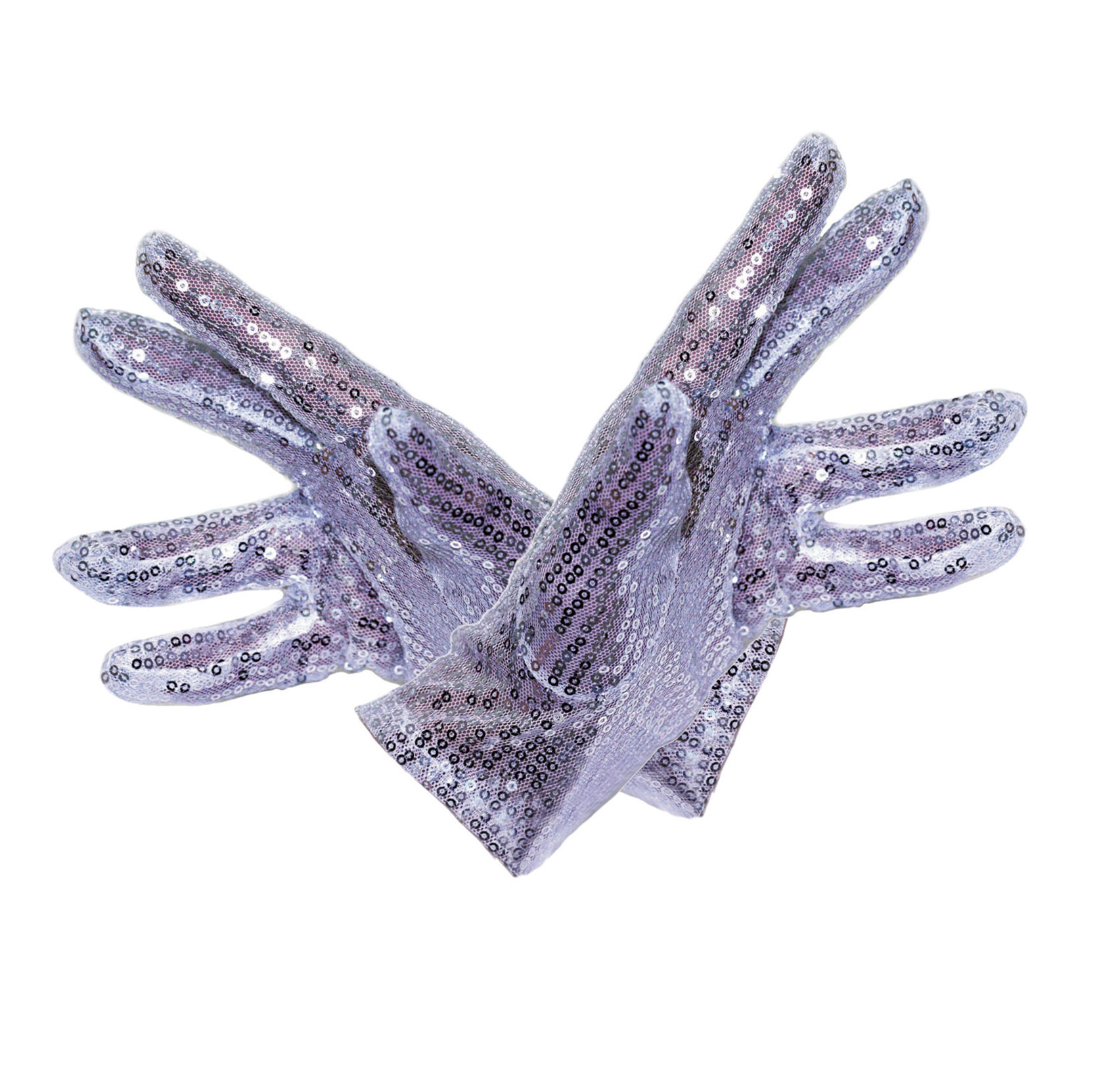 Gants &agrave; sequins argent