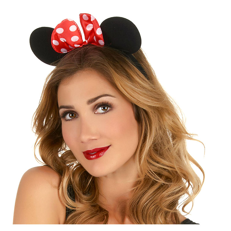 Serre T&ecirc;te oreilles de souris noire avec noeud &agrave; pois