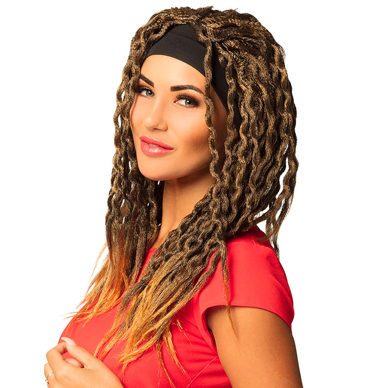 Perruque Rasta chatain avec bandeau