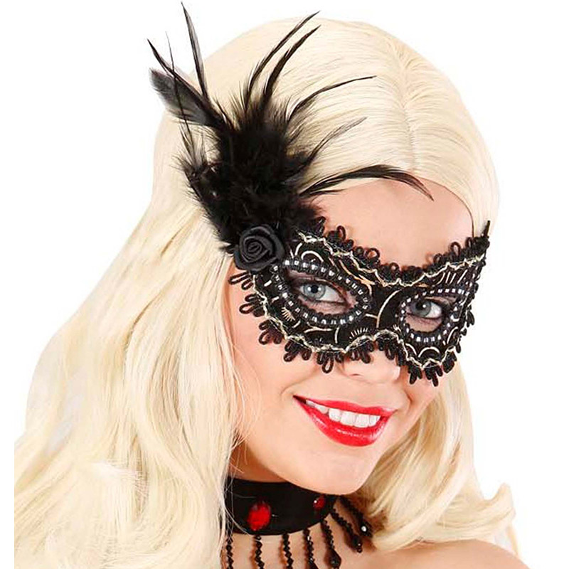 Loup noir et dor&eacute; &agrave; plumes