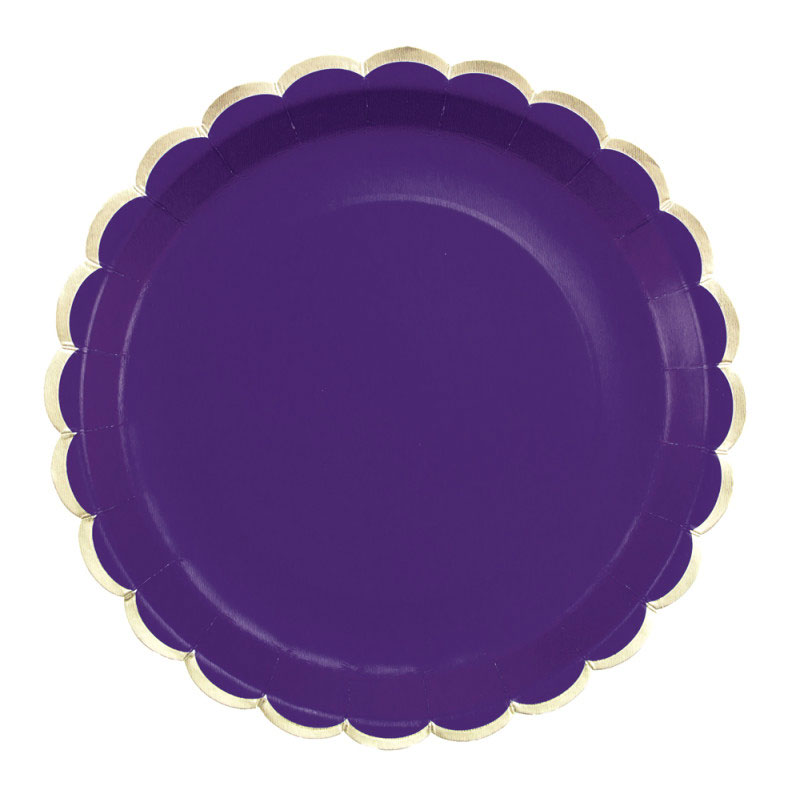 Assiette en Carton Ronde Festonn&eacute;e Violette