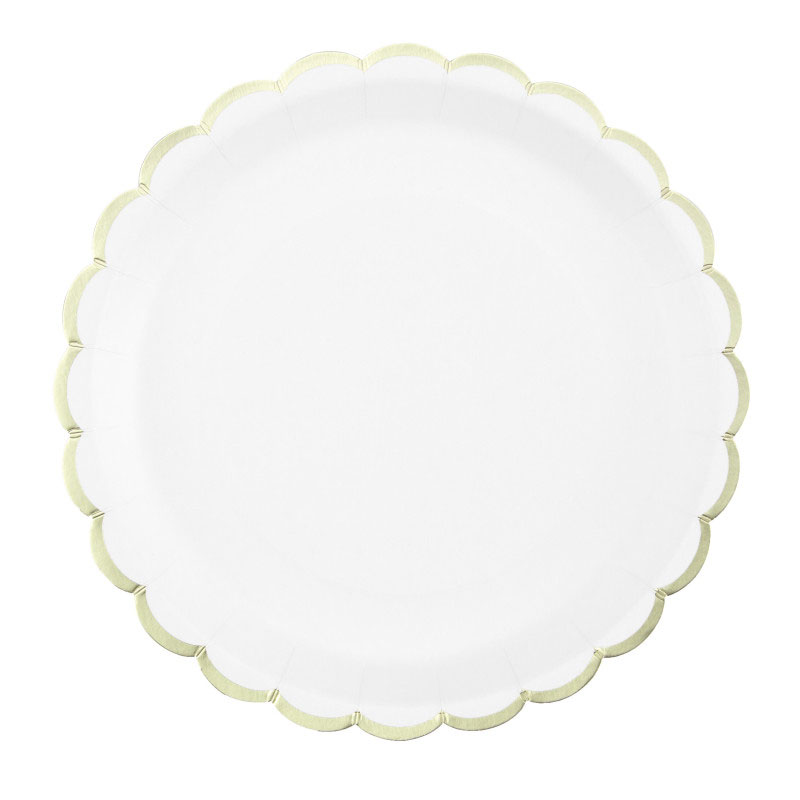 Assiette en Carton Ronde Festonn&eacute;e Blanche