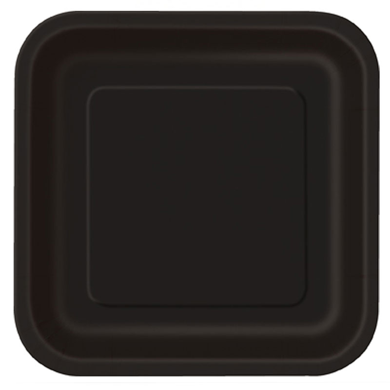 Assiette carrée en carton Noire