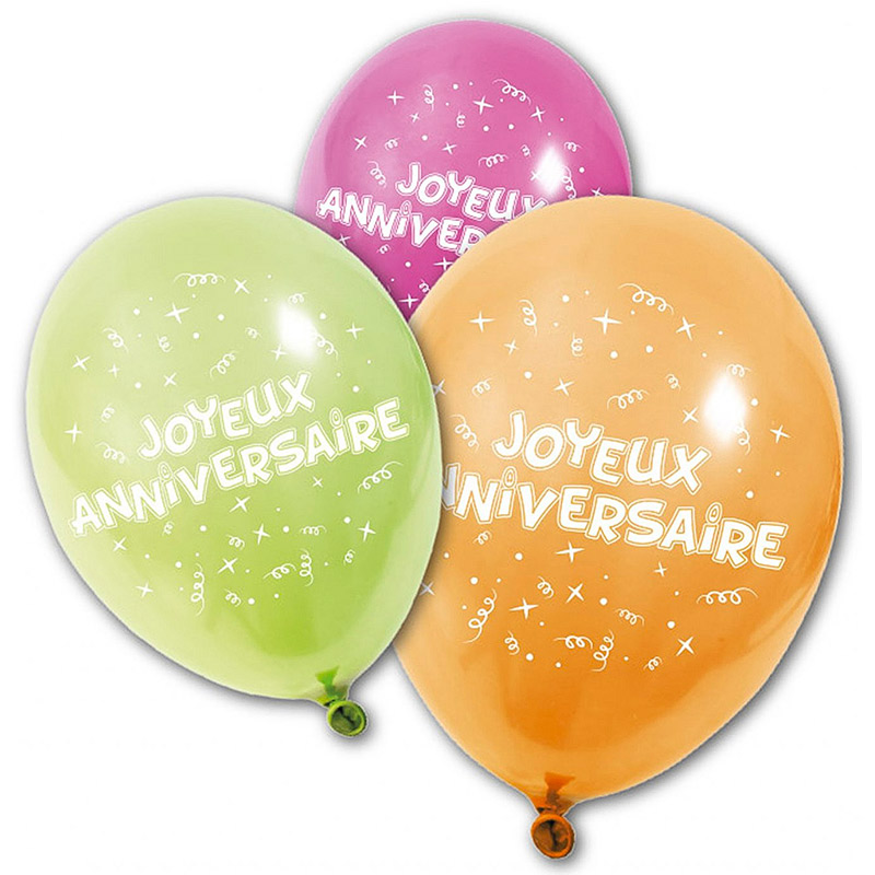 Ballon Joyeux Anniversaire assortis par 8