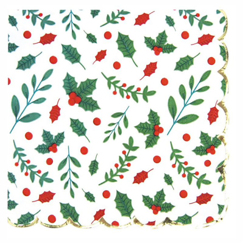 Serviette jetable No&euml;l Houx