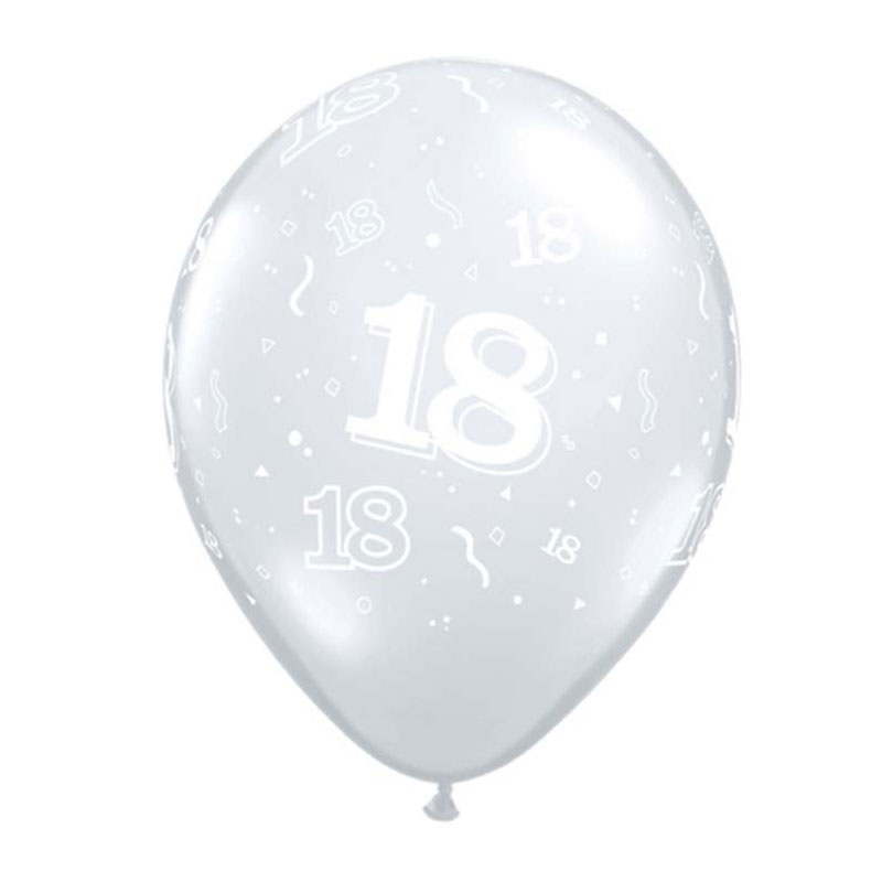 Ballon Qualatex 18 ans Transparent (Diamond Clear)