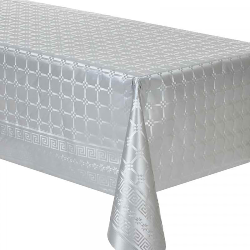 Nappe Papier Damass&eacute;e m&eacute;tallis&eacute; Argent 6m x 1m20
