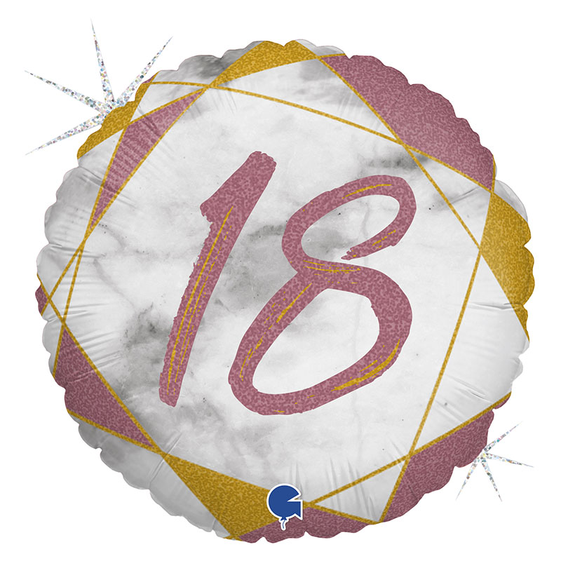 Ballon chiffre 18 Marble Rose