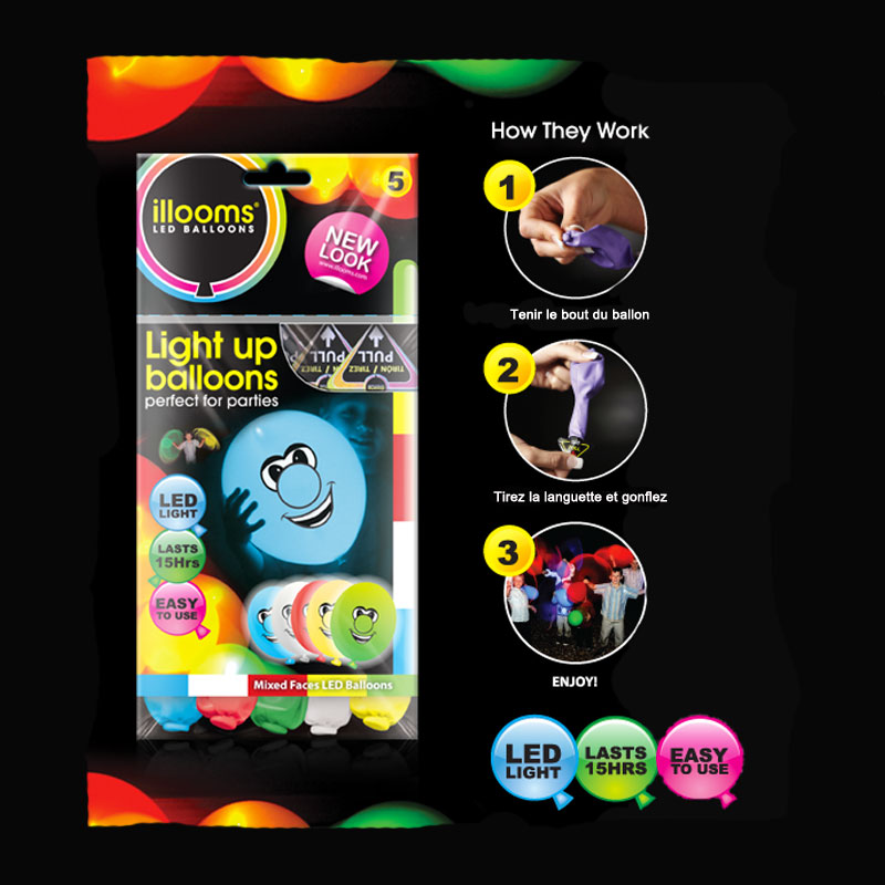 Ballon lumineux Assortiment Marbr&eacute;