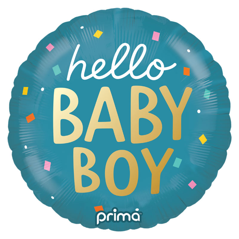 Ballon Rond Hello Baby Boy Confettis