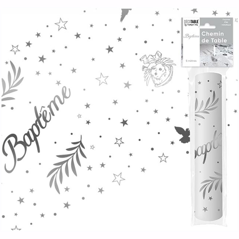 Chemin de Table Bapt&ecirc;me Argent Par 8