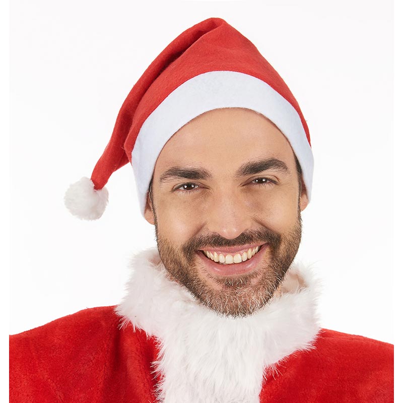 Bonnet de No&euml;l feutrine rouge adulte