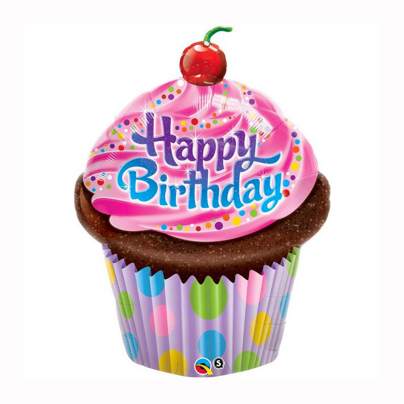 Ballon Cupcake Eblouissant Happy Birthday