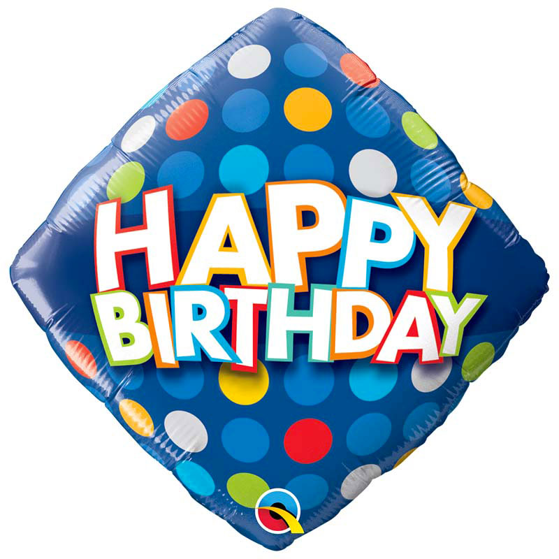 Ballon Carré Happy Birthday confettis