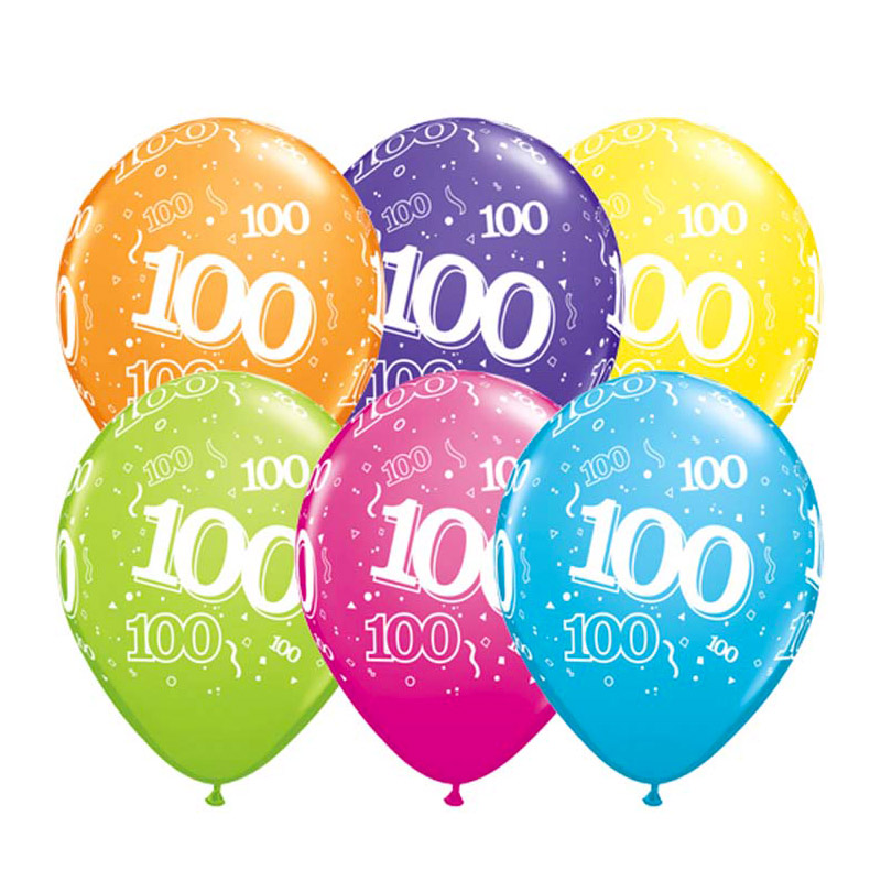 Ballon Qualatex 100 ans assortiment tropical