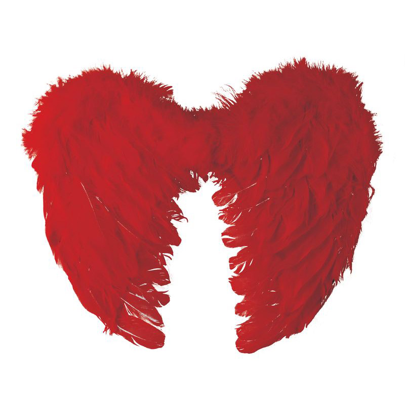Ailes d'ange en plumes rouges 40cm