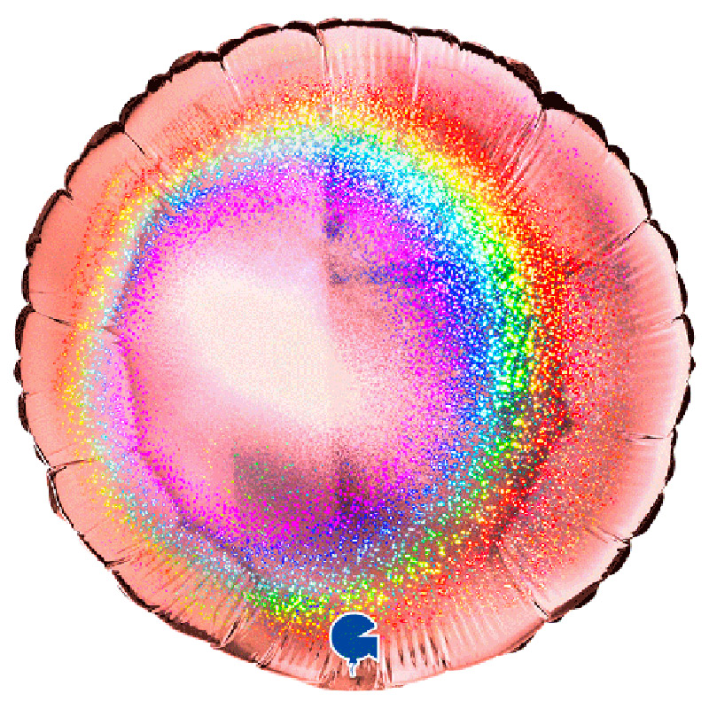 Ballon Mylar rond rose or Holographique