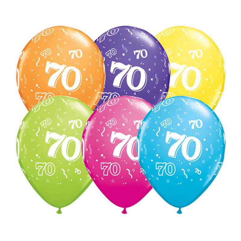 Ballon Qualatex 70 ans assortiment tropical