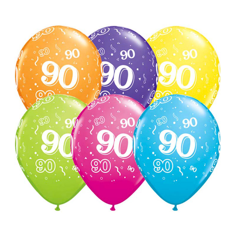 Ballon Qualatex 90 ans assortiment tropical