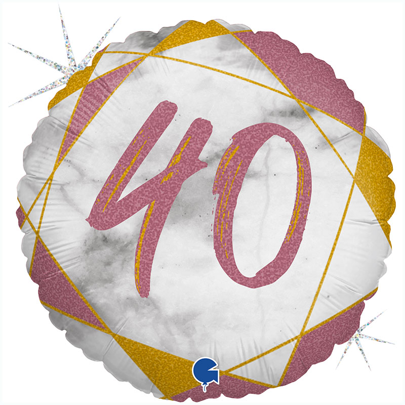 Ballon chiffre 40 Marble Rose