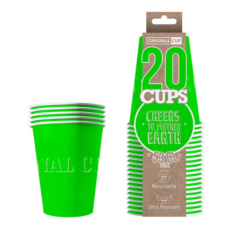 Gobelets Am&eacute;ricain en carton vert 53cl