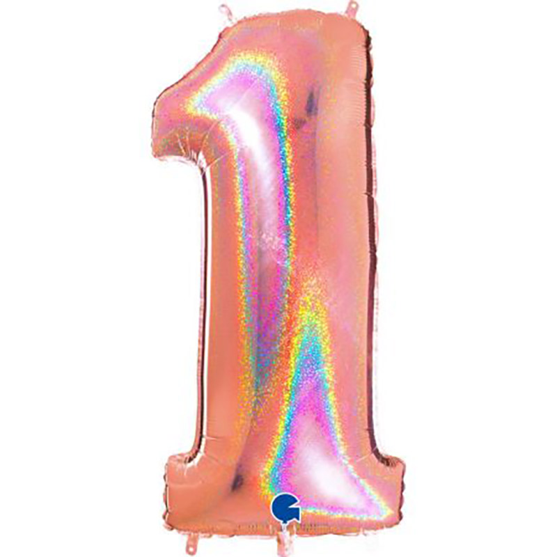 Ballon chiffre 40'' (100cm) Glitter Holo Rose Gold
