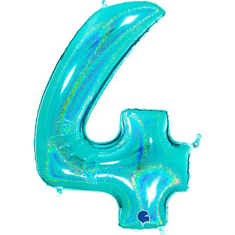 Ballon chiffre 40'' (100cm) Glitter Holo Turquoise