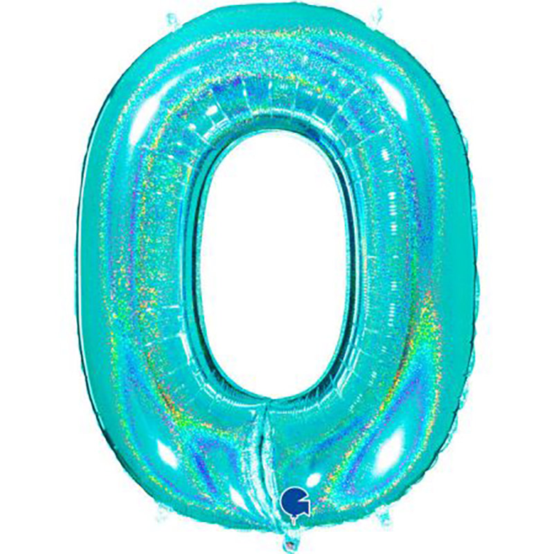 Ballon chiffre 40'' (100cm) Glitter Holo Turquoise