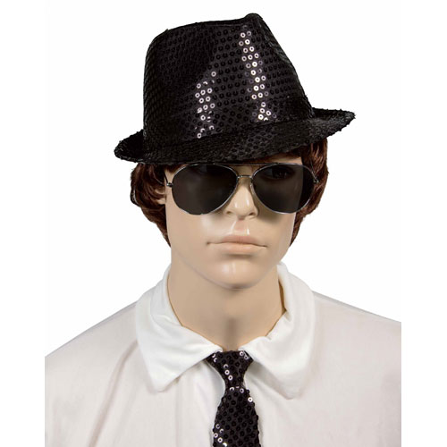 Chapeau tissu sequins borsalino noir
