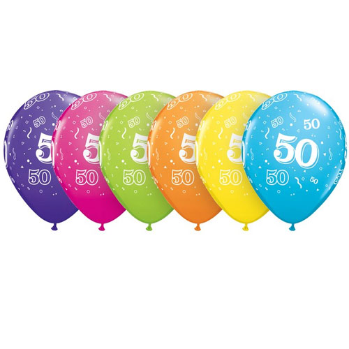 Ballon Qualatex 50 ans assortiment tropical