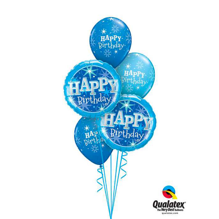 Ballon Happy Birthday bleu clair