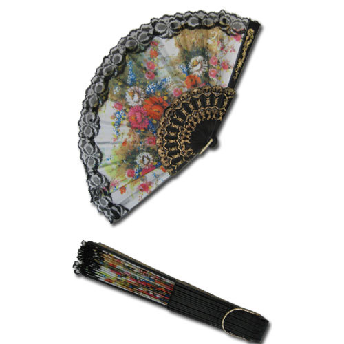 Descriptif Eventail Espagnol Tissu Et Plastique