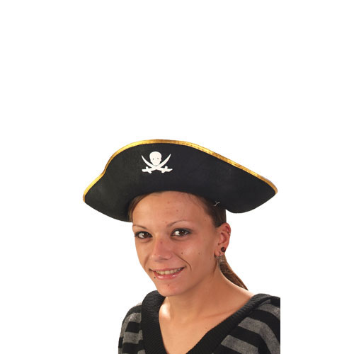 Chapeau feutre pirate noir grand mod&egrave;le