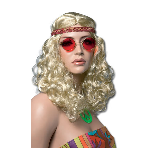 Perruque Hippie Femme frisée bandeau blonde