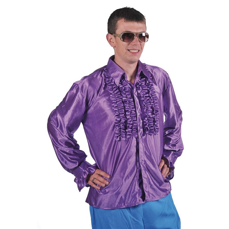 Chemise Disco Homme à Frou Frou Violette
