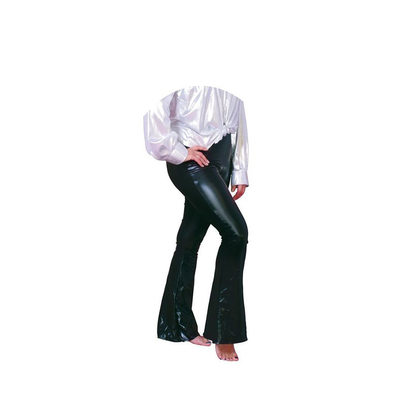 Pantalon pattes d'éph noir métallisé extensible femme